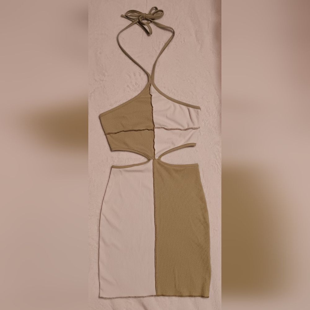 Shein color block light green and white dress size 4